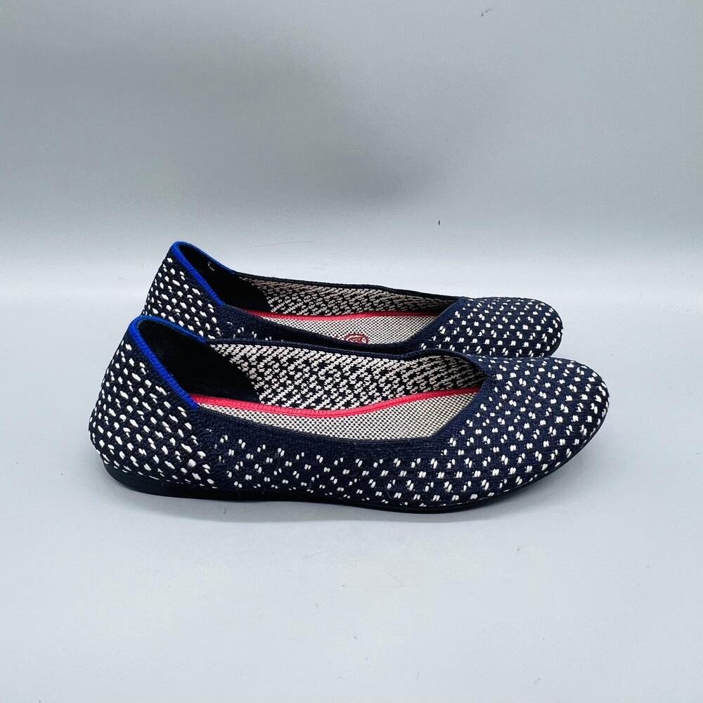 Rothy's Shoes Womens 7 Blue Knit Maritime Honeycomb Ballet Flats Slip On Comfort